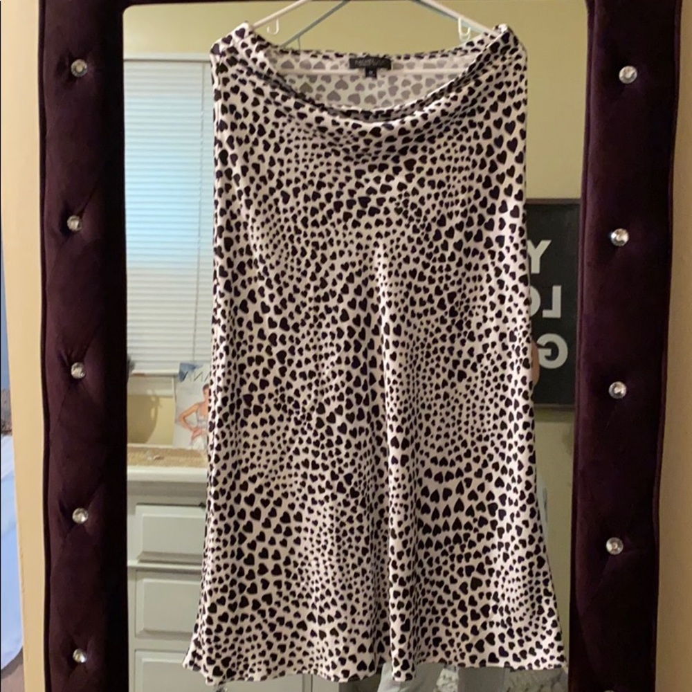 Silk heart print maxi skirt
